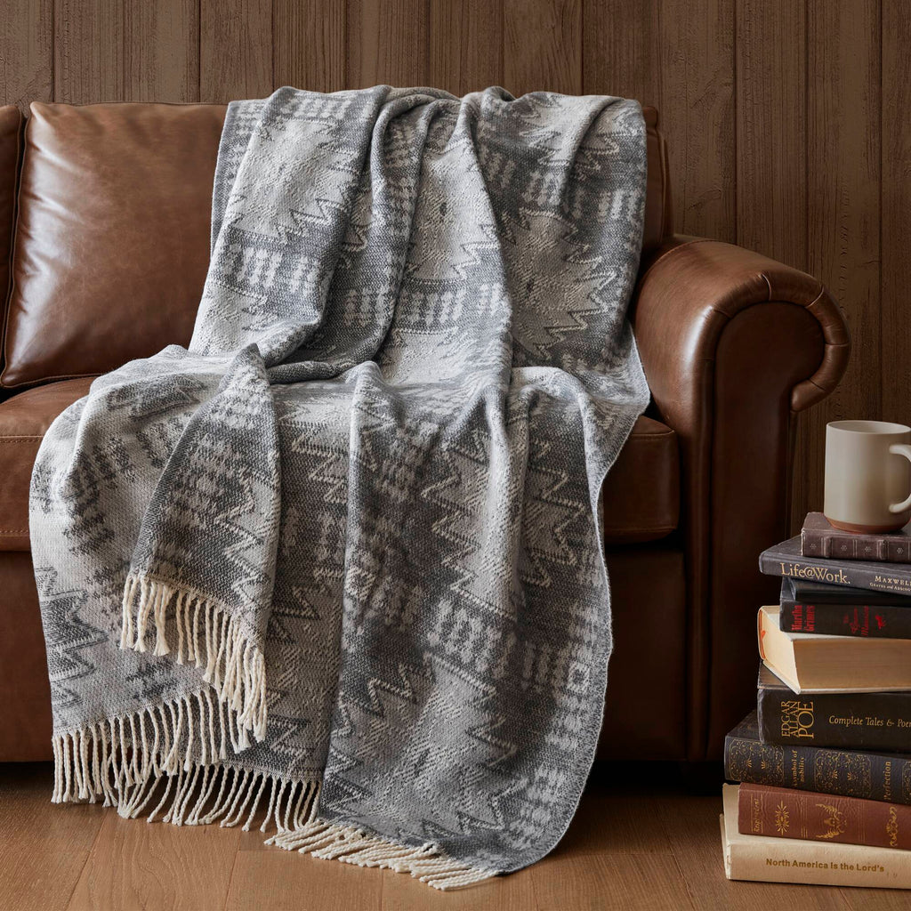 Alberta - Cotton Blend Throw - Gray Aztec