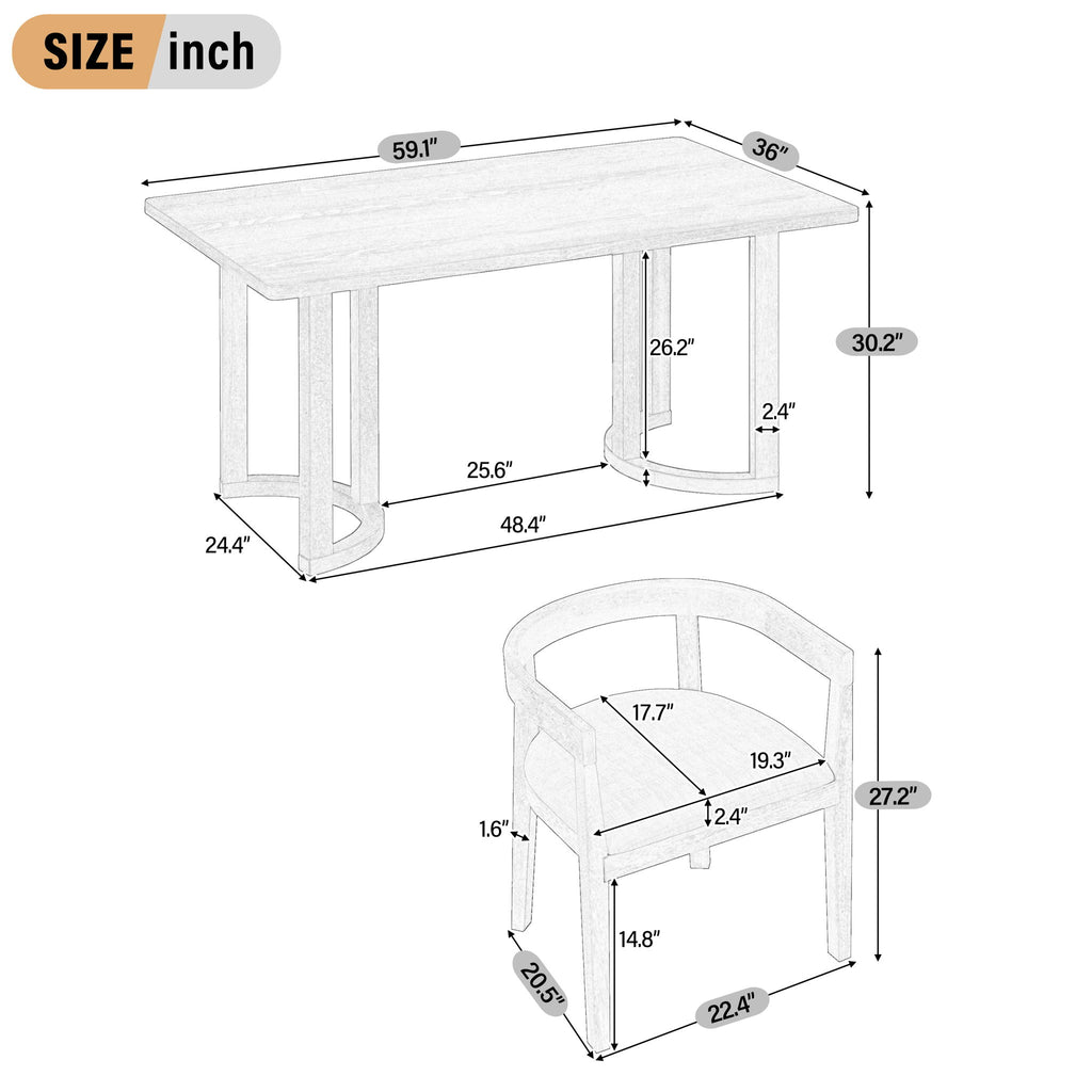 Rectangular Dining Table Set For 6 With Upholstered Barrel Back Chairs