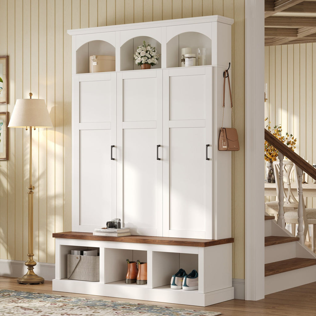 Classic Arched Design Hall Tree With 3 Hidden Storage