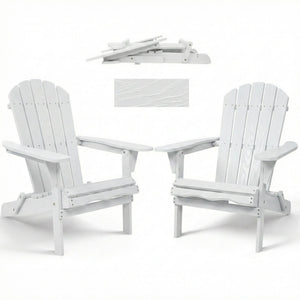 Classic Grain Folding Adirondack Chair Patio - White