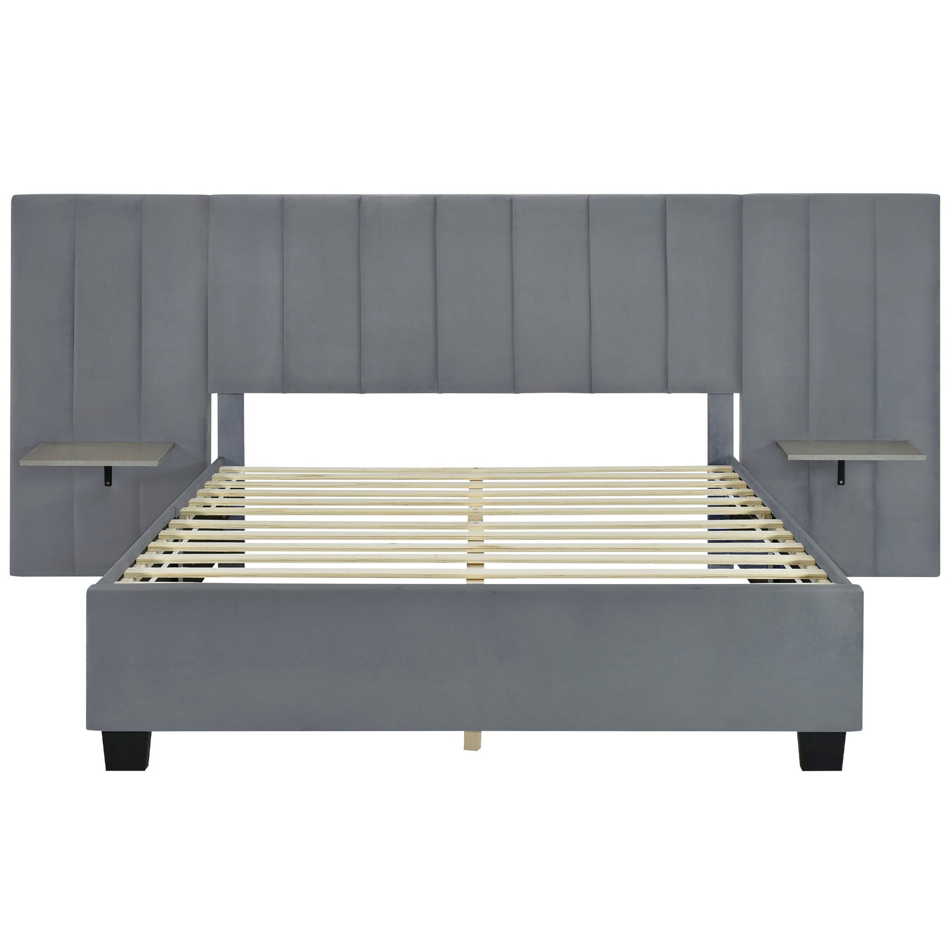 Upholstered Platform Bed With Big Headboard