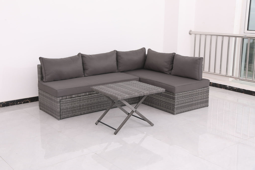 Patio Sofa With Cushions - Gray