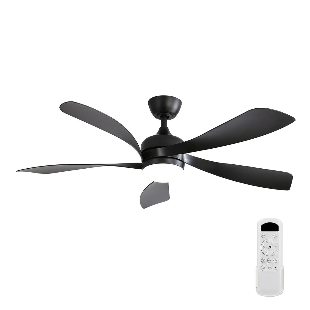 52" Ceiling Fan With 3 Color Dimmable LED Light, 5 Blades, Remote Control, Reversible DC Motor