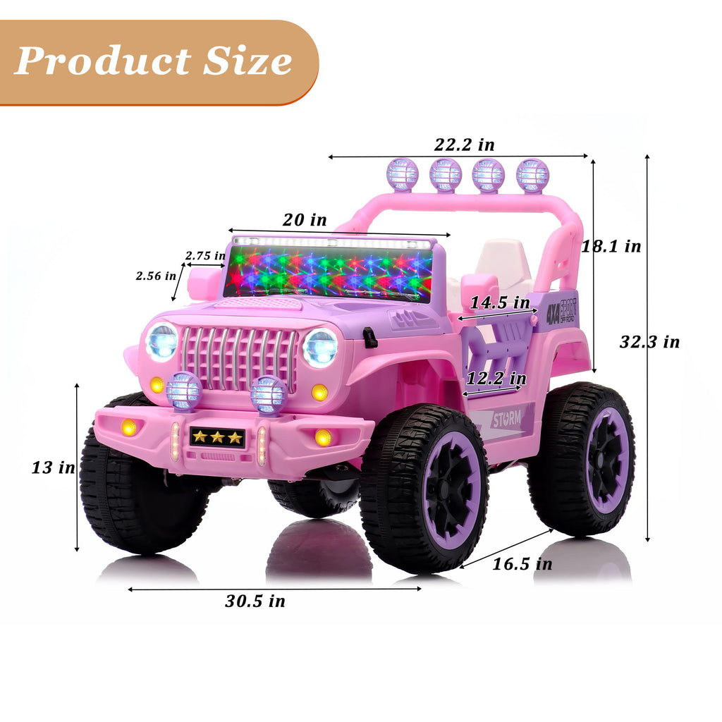 Electric Car With Remote Control, Colorful LED Lights, USB & MP3