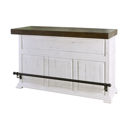 Condesa - 68" Wooden Bar With Wine Storage - Distressed White Finish