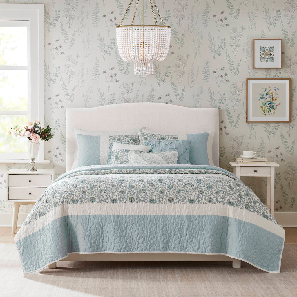 Dawn - 6 Piece Reversible Coverlet Set - Blue