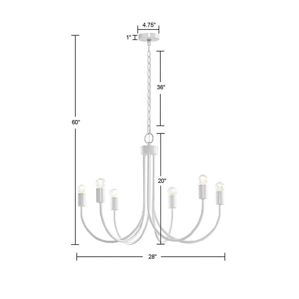 Ellie - 6-Light Chandelier - White