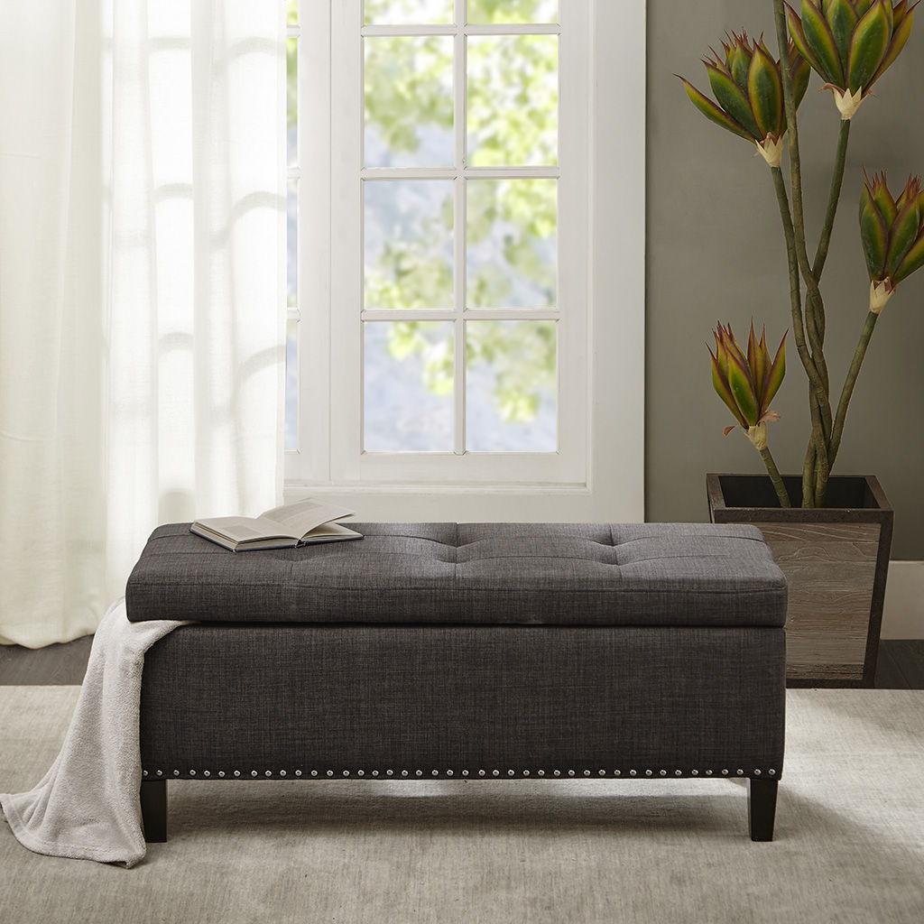Shandra II - Tufted Top Storage Bench - Charcoal