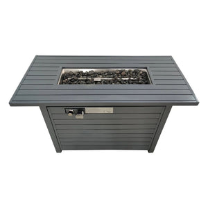 Outdoor Gas Fire Pit Table With Durable Construction And Lid - Gray
