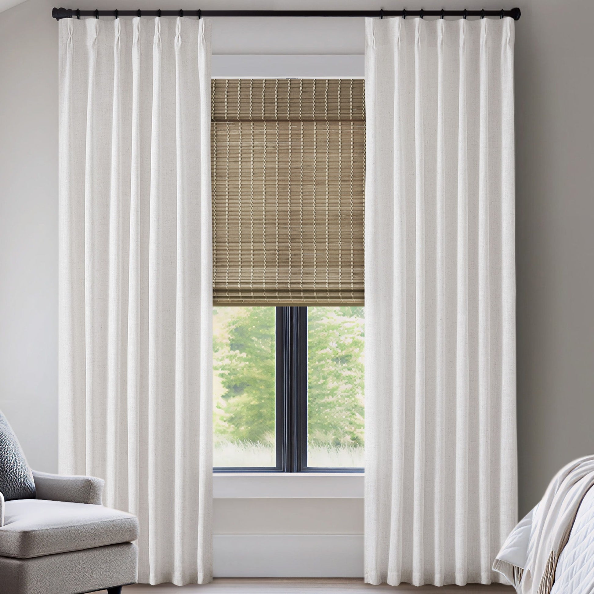 Emery - 40*90" 300GSM Poly Linen With 7 Pinch Pleat Per Piece - White