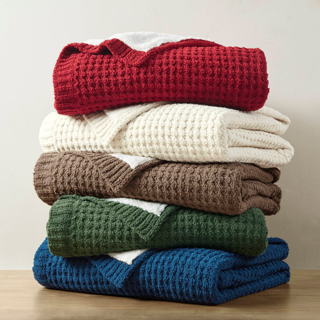 Rowan - Waffle Knit Chenille Throw - Navy Blue
