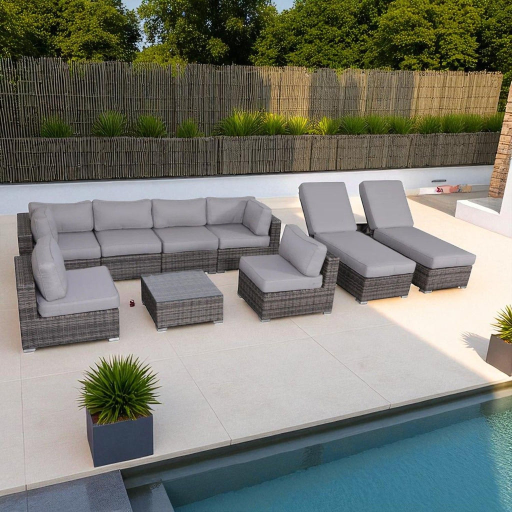 Seating Set With Cushions Handcrafted Wicker Design