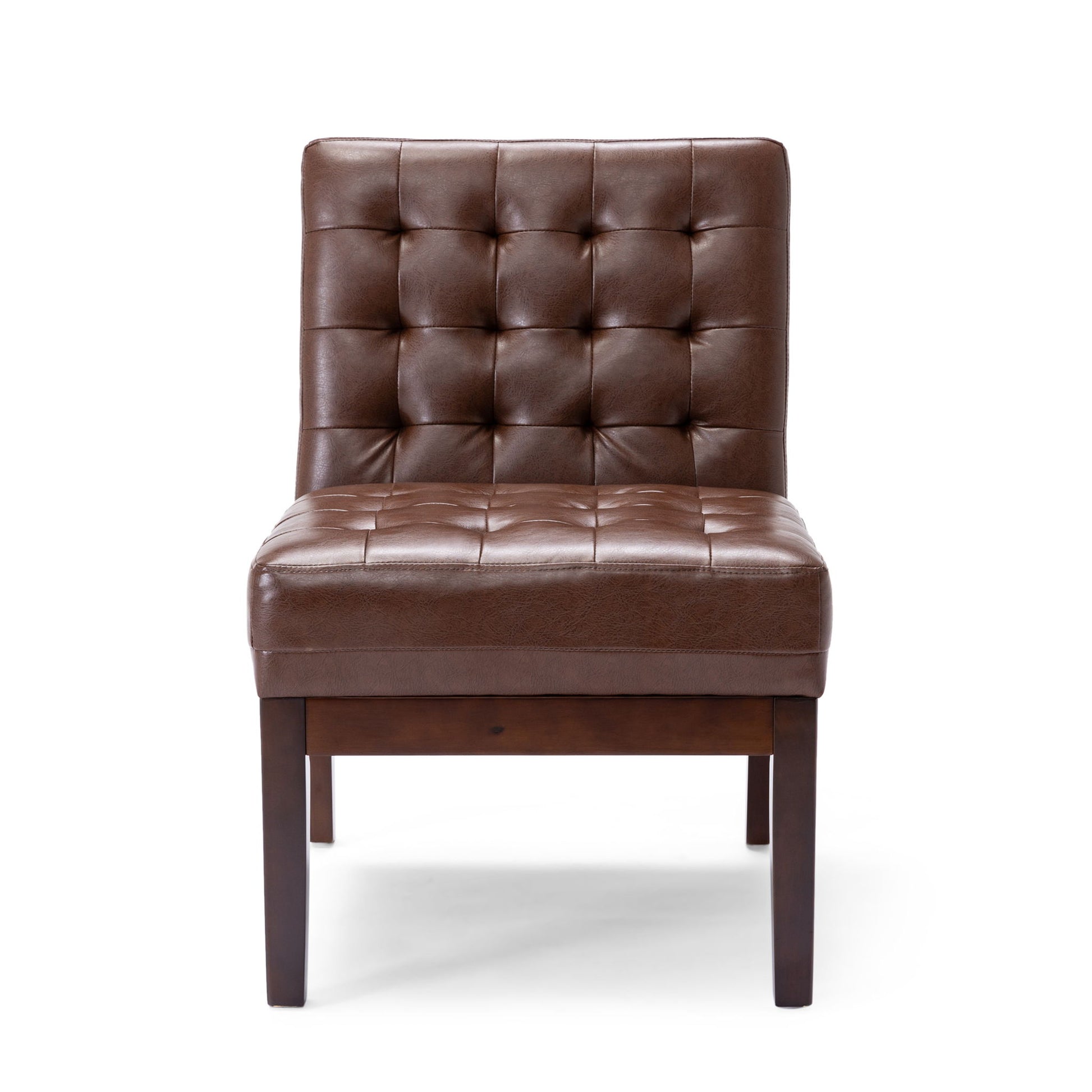 Contemporary Accent Chair With Tufted Waffle Stitch - Dark Brown