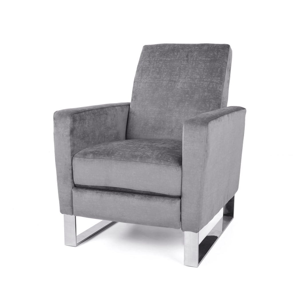 Bolt - Upholstered Recliner Chair With Stainless Steel Base - Gray / Chrome