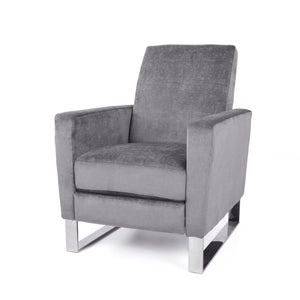 Bolt - Upholstered Recliner Chair With Stainless Steel Base - Gray