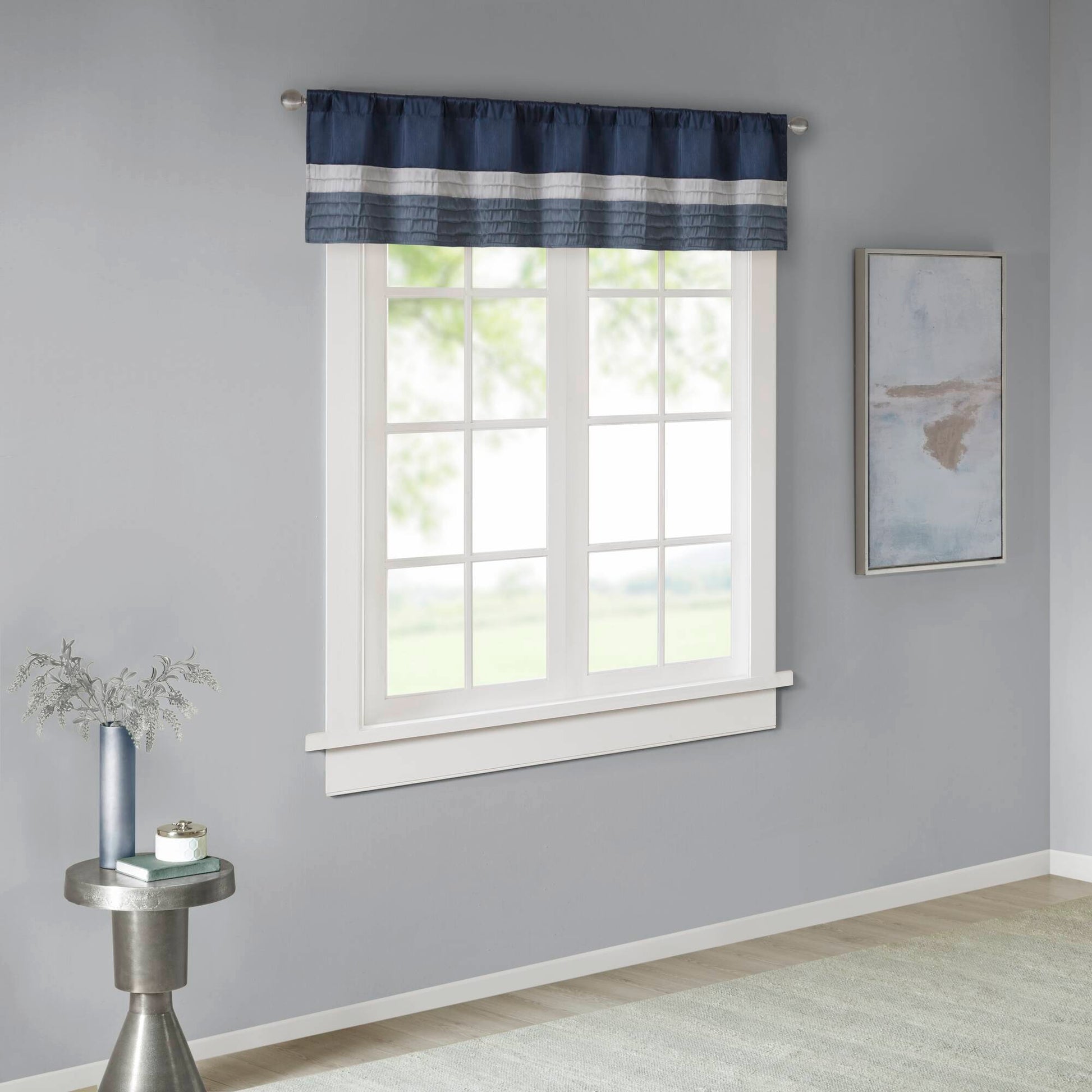 Amherst - Polyoni Pintuck Window Valance - Navy