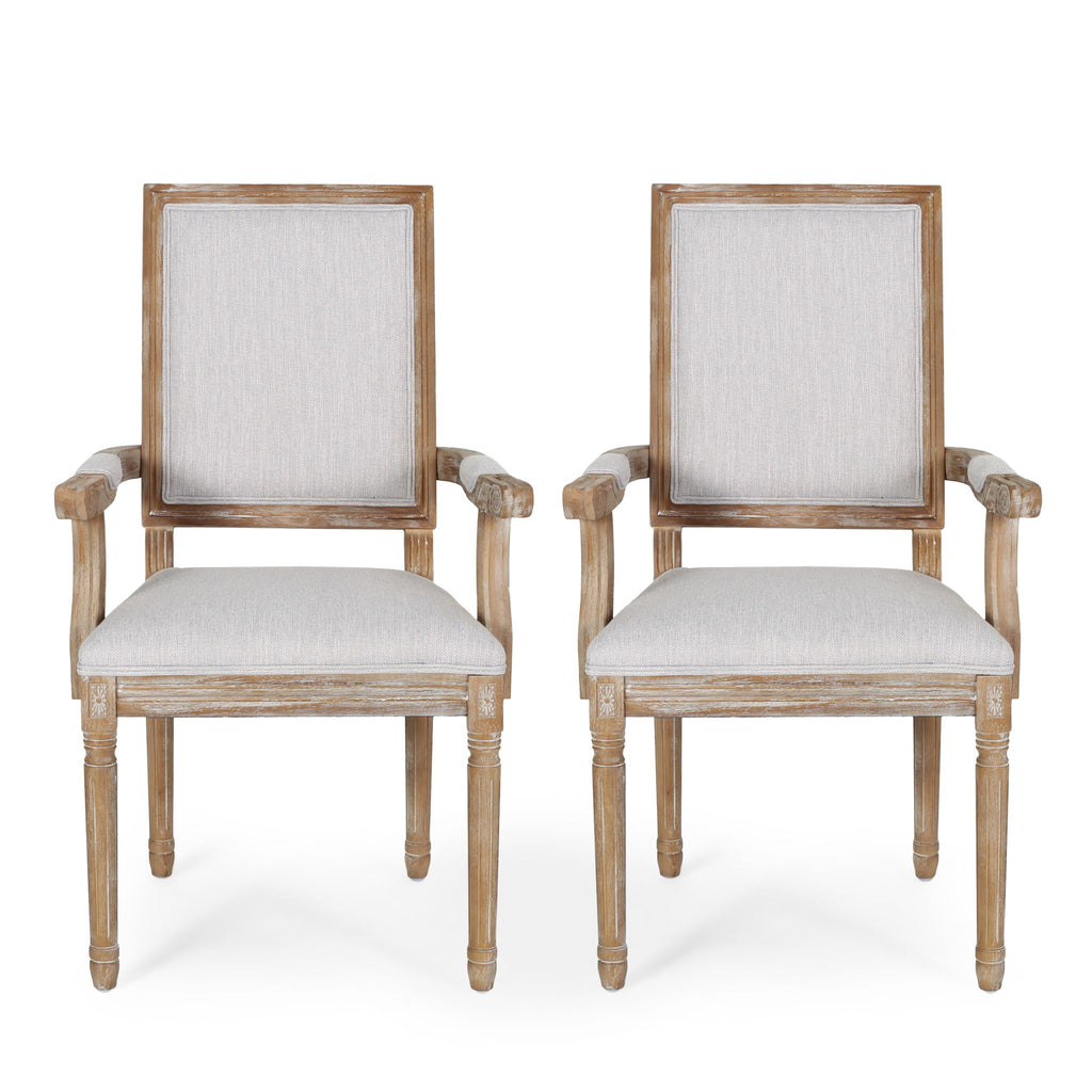 French Country Style Upholstered Dining Chair With Square Backrest