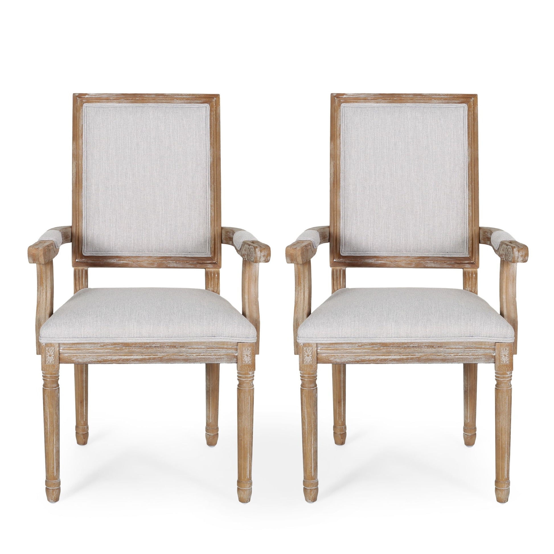French Country Style Upholstered Dining Chair With Square Backrest