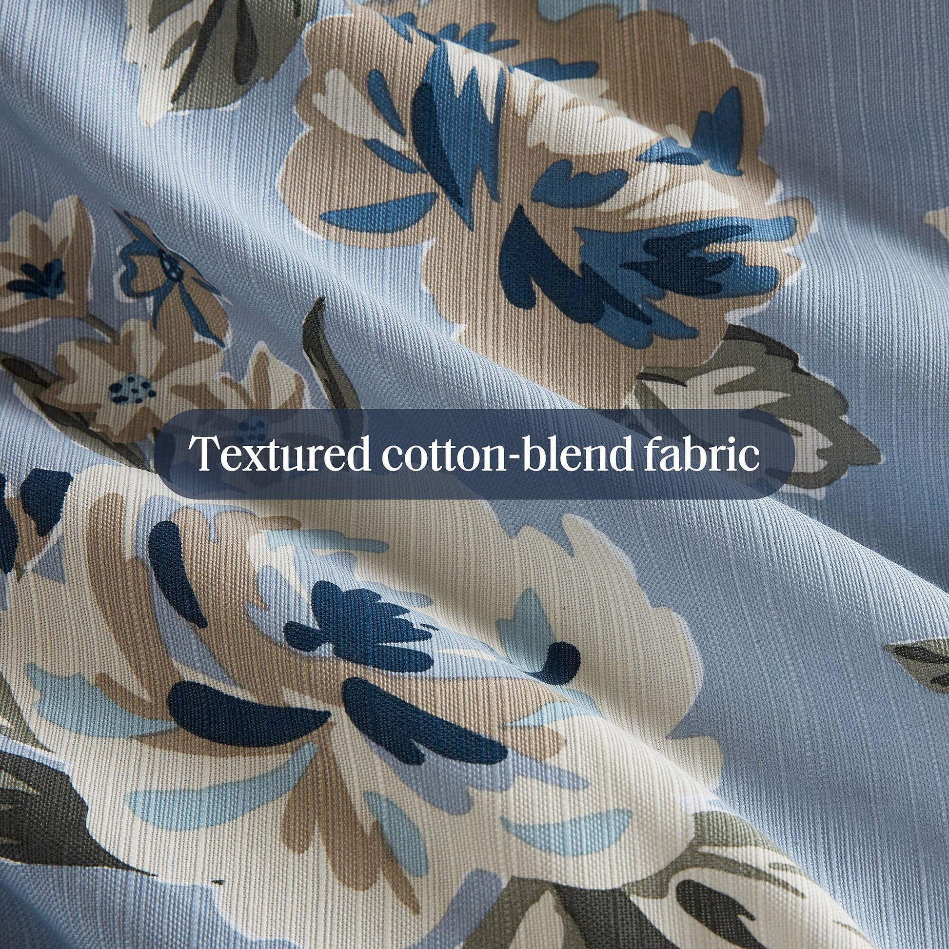 Salara - 7 Piece California King Vintage Floral Comforter Set - Blue