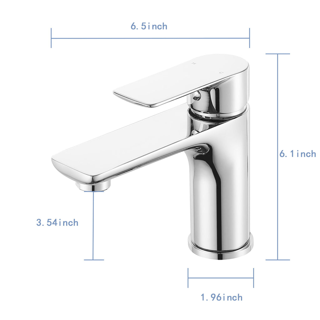 Single Handle Lavatory Basin Sink Faucet Brass Bathroom Faucet With Hot And Cold Water Control - Chrome