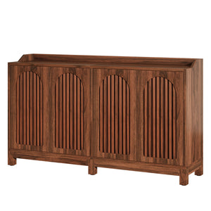 Sideboard Buffet Cabinet With 4 Doors & Shelves, Credenza Table For Dining Room - Brown