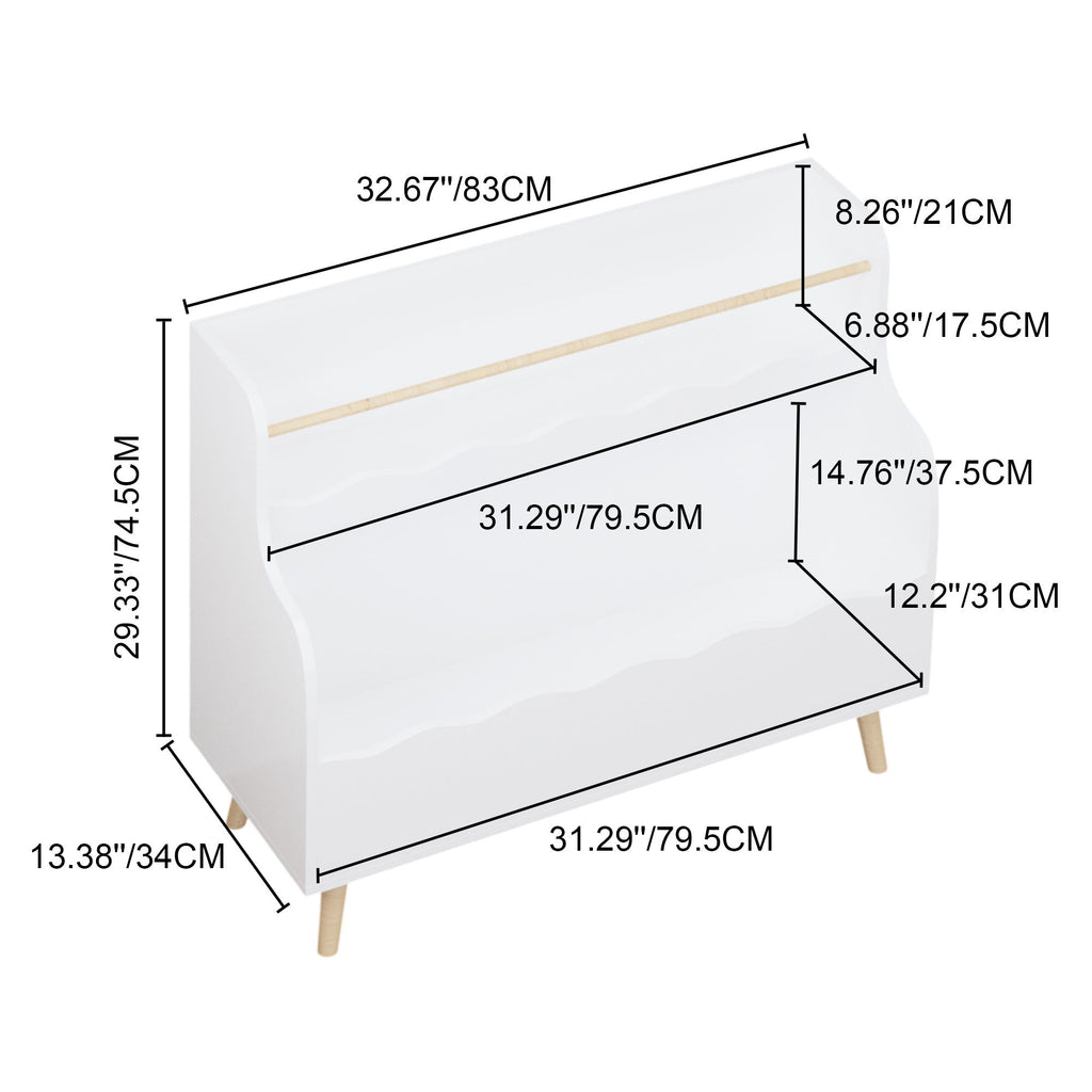 Kids Bookcase, Children Book Organizer Toy Storage Cabinet - White