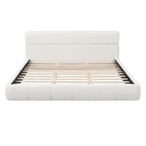 Upholstered Platform Bed Frame With Soft Boucle Headboard