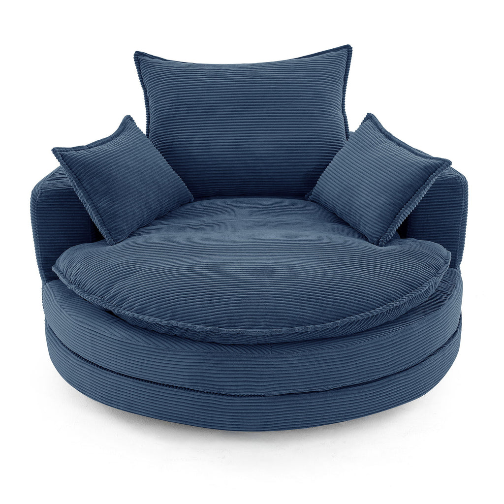 360° Swivel Accent Barrel Chair With Dual Layer Cushion And 3 Removable Pillows