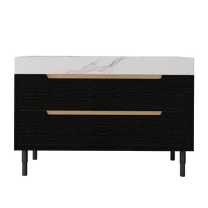 Bathroom Vanity With Undermount Sink, 4 Drawers Storage, Free Standing / Wall Mounted - Black / White