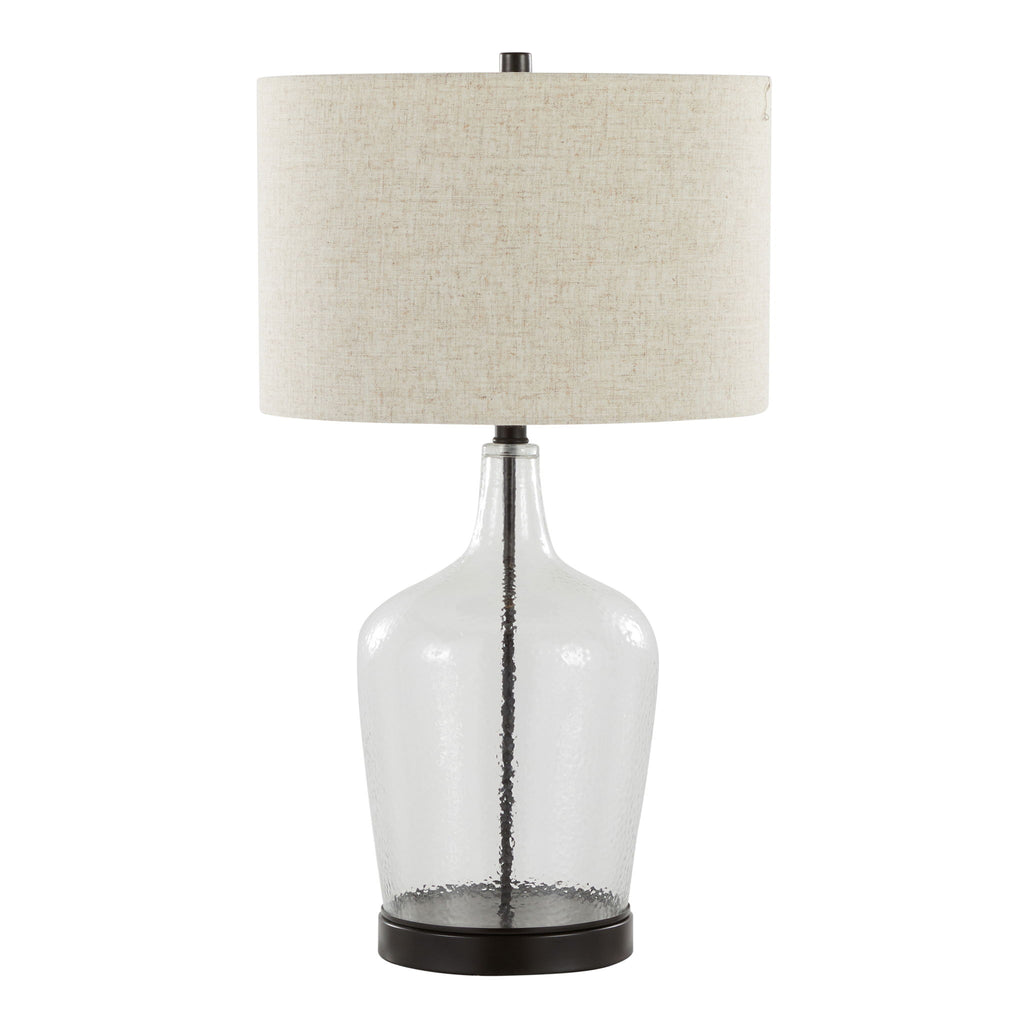 Botella - Contemporary Table Lamp Built In USB Port (Set of 2) - Clear / Oil Bronze / Natural