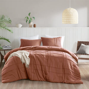 Porter - California King Soft Washed Pleated Comforter Set - Clay