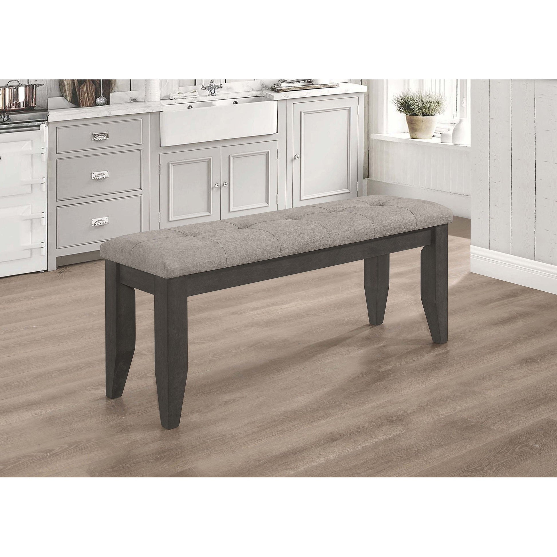Erskin - Upholstered Dining Bench With Button Tufted Cushion - Dark Gray