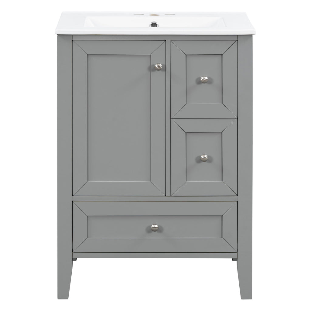 Modern Bathroom Vanity With Sink, Freestanding Cabinet With Drawers And Shelves