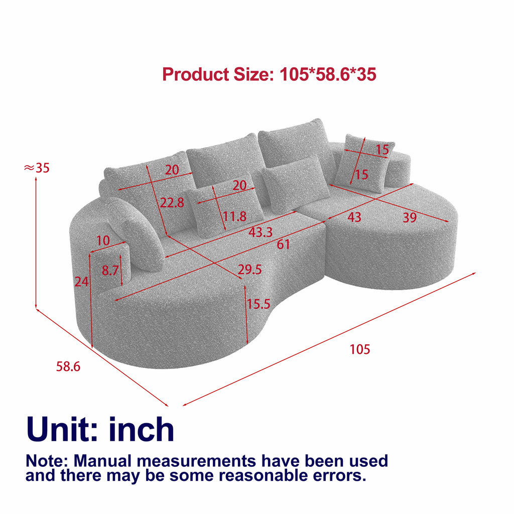 Curved Oversized Sectional Sofa With Extra Deep Seat