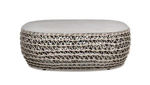 Willow - Oval Woven Patio Coffee Table, Wicker Frame
