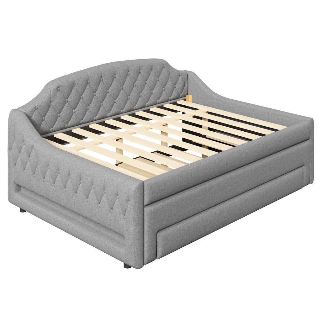Upholstered Daybed With LED Belt, Trundle And 3 Drawers