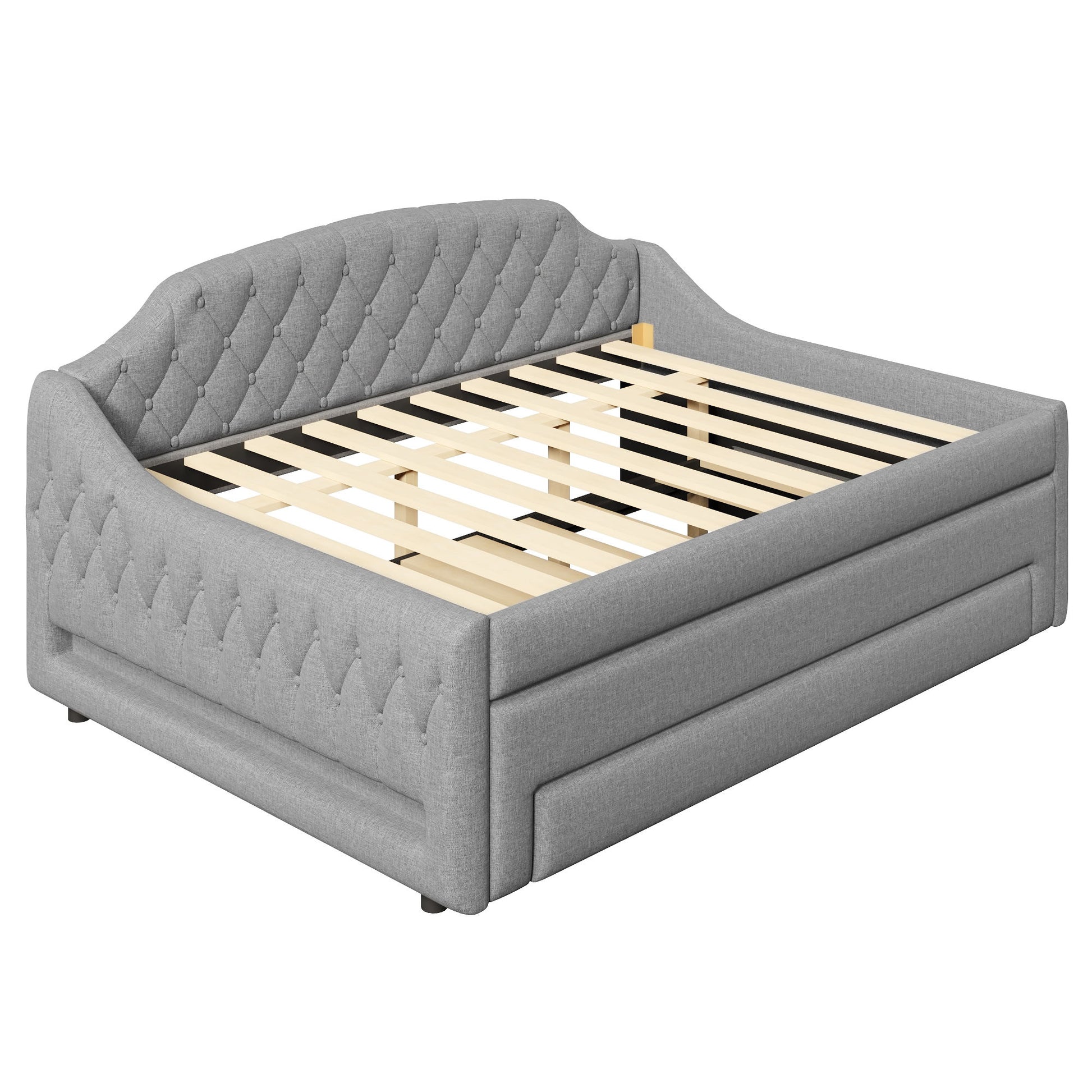 Upholstered Daybed With LED Belt, Trundle And 3 Drawers