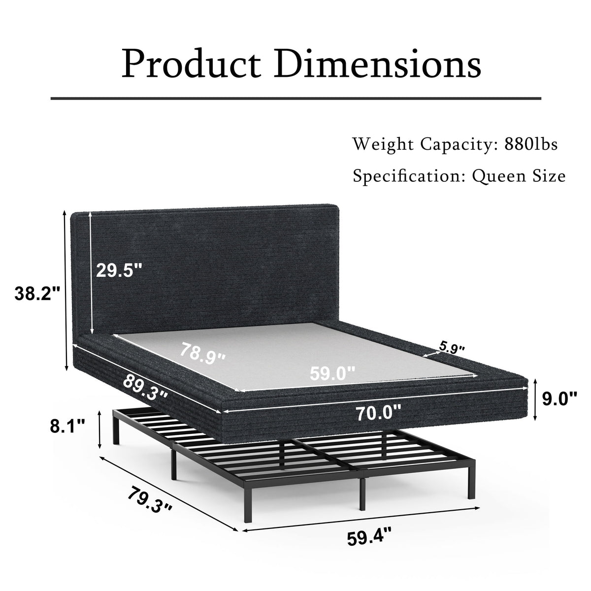 Airframe - Upholstered Bed Frame, Cloud Soft Headboard