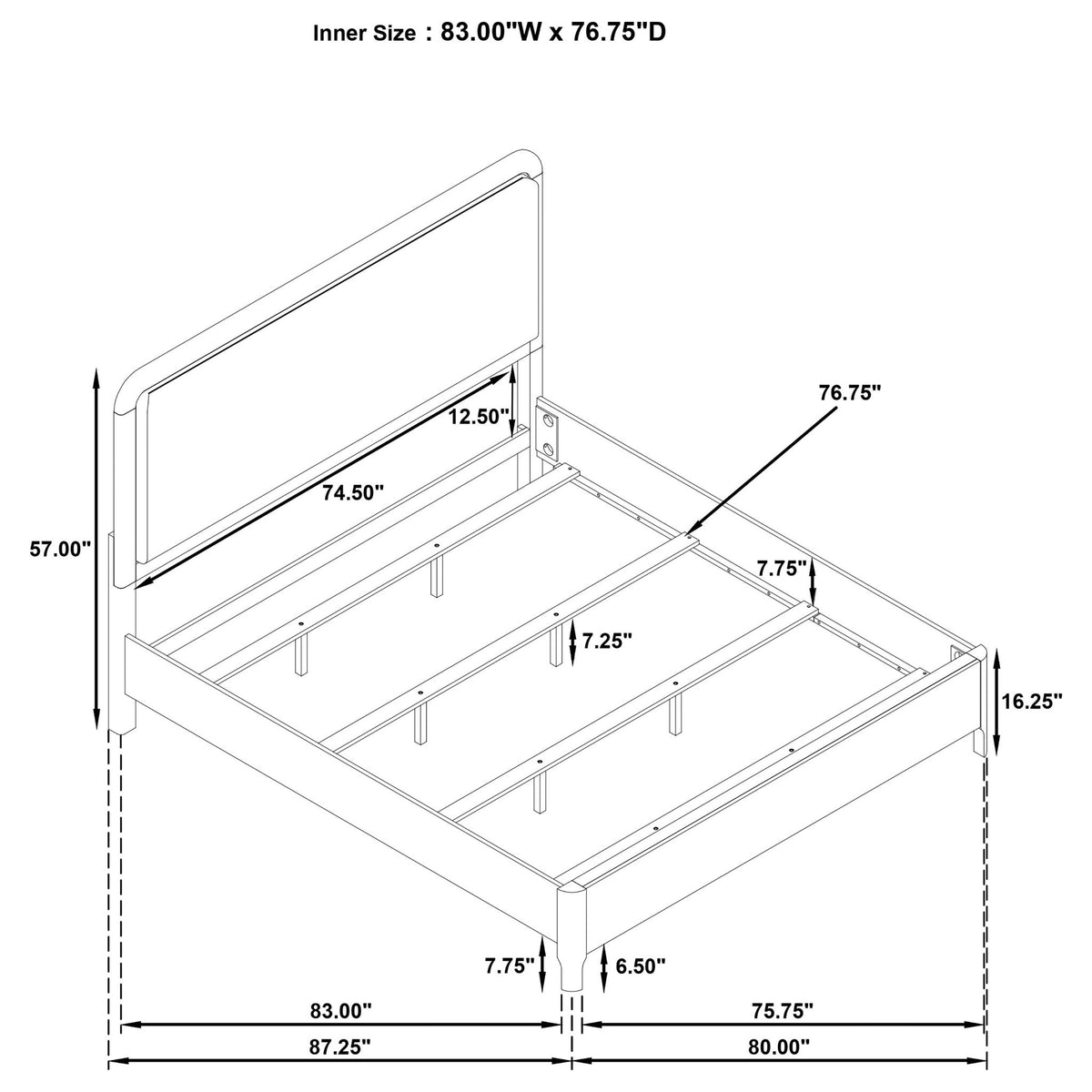Eastern King Panel Bed - Walnut