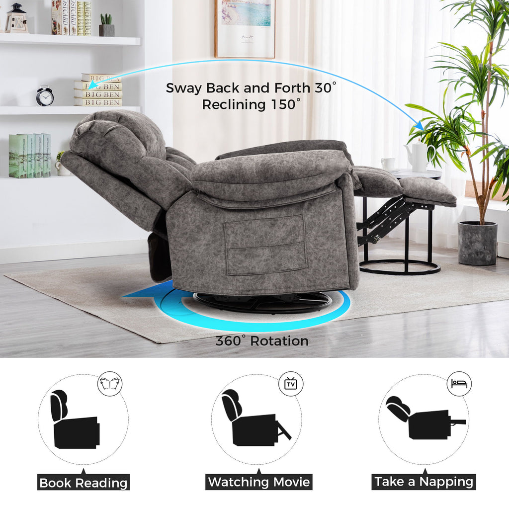 Swivel And Rocking Recliner Chair With Massage And Heating