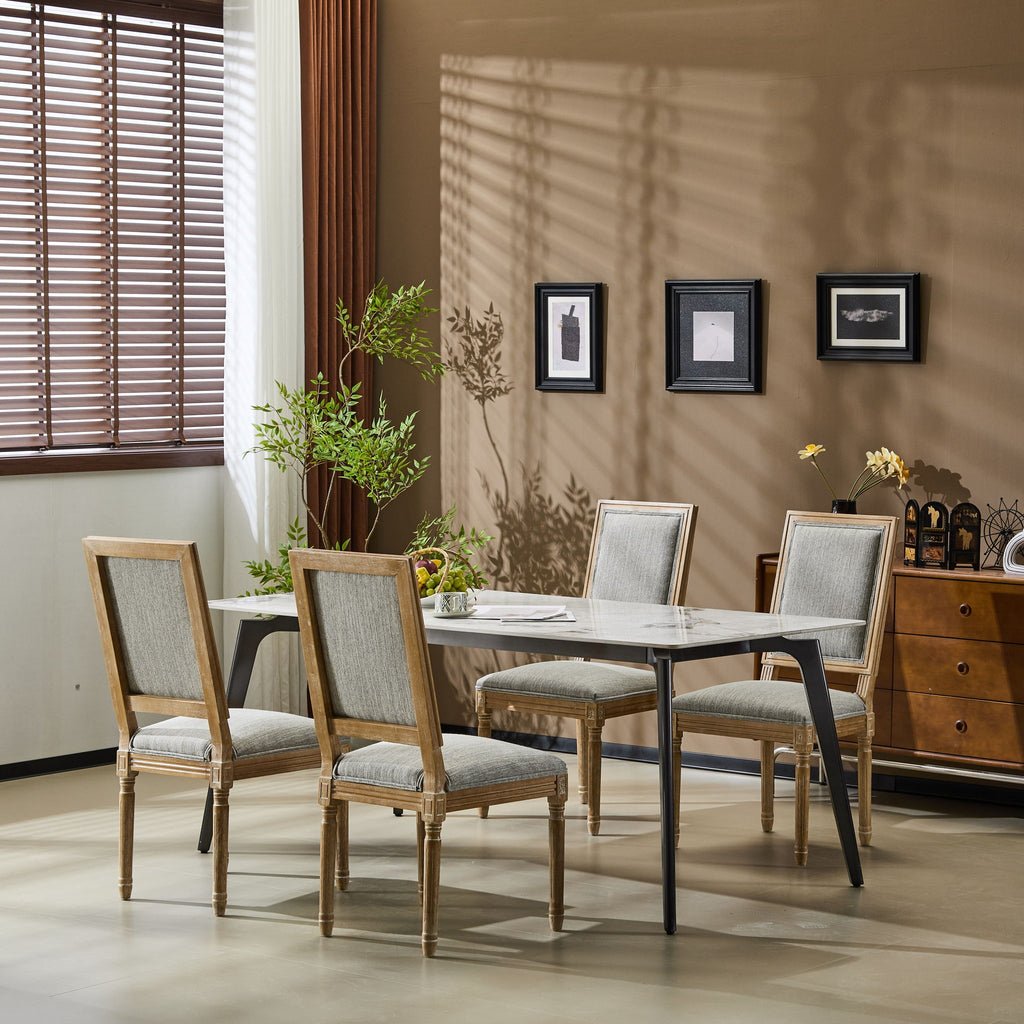 French Country Style Dining Chair With Upholstered Seating And Fluted Legs