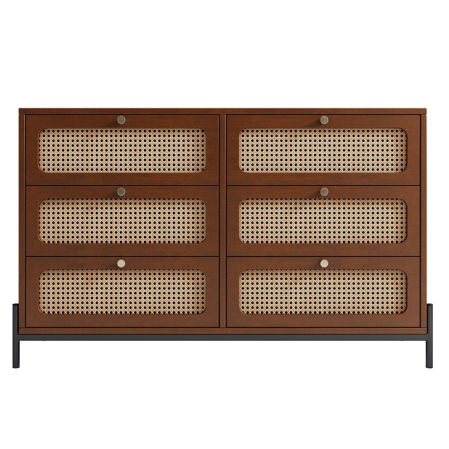 Gewnee - Cannage 6 Drawer Dresser - Walnut