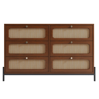 Gewnee - Cannage 6 Drawer Dresser - Walnut