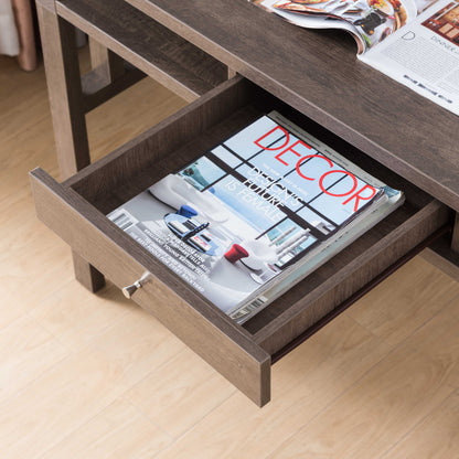 Writing Desk With Storage Drawer, USB/Power Outlet - Walnut Oak