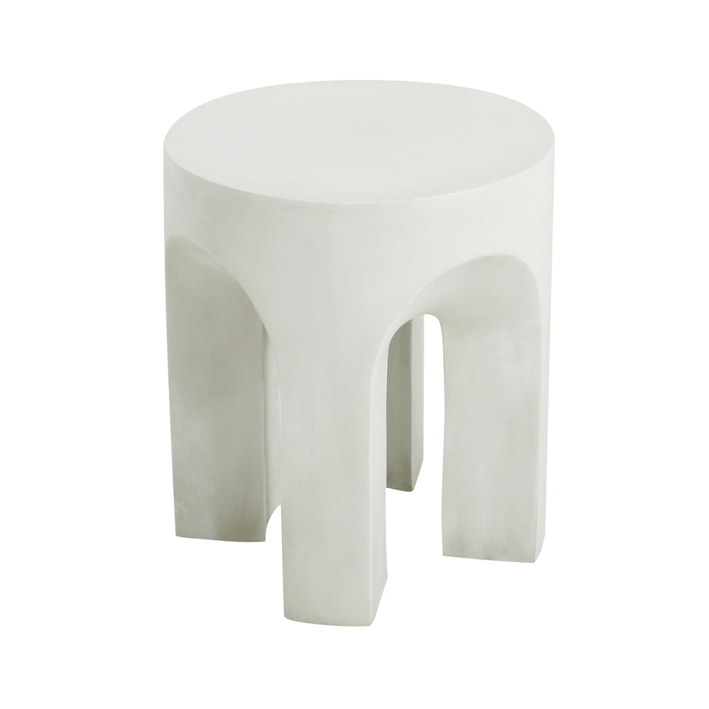 Outdoor Round Top Side Table / End Table, Living Room Accent Table - Antique White