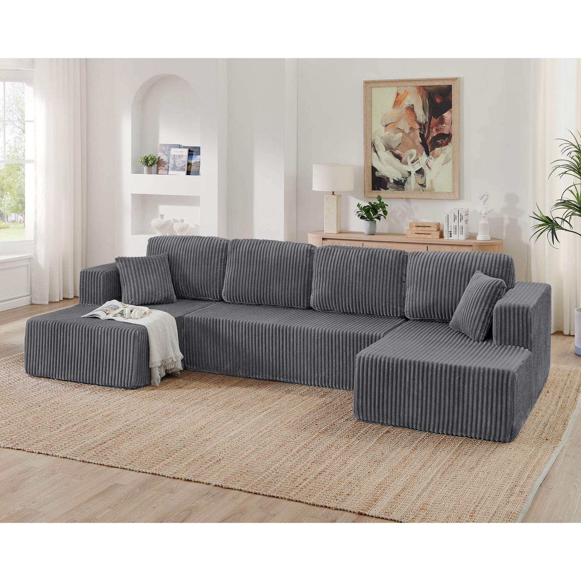 Modern Minimalist U - Shape Modular Sectional Sofa