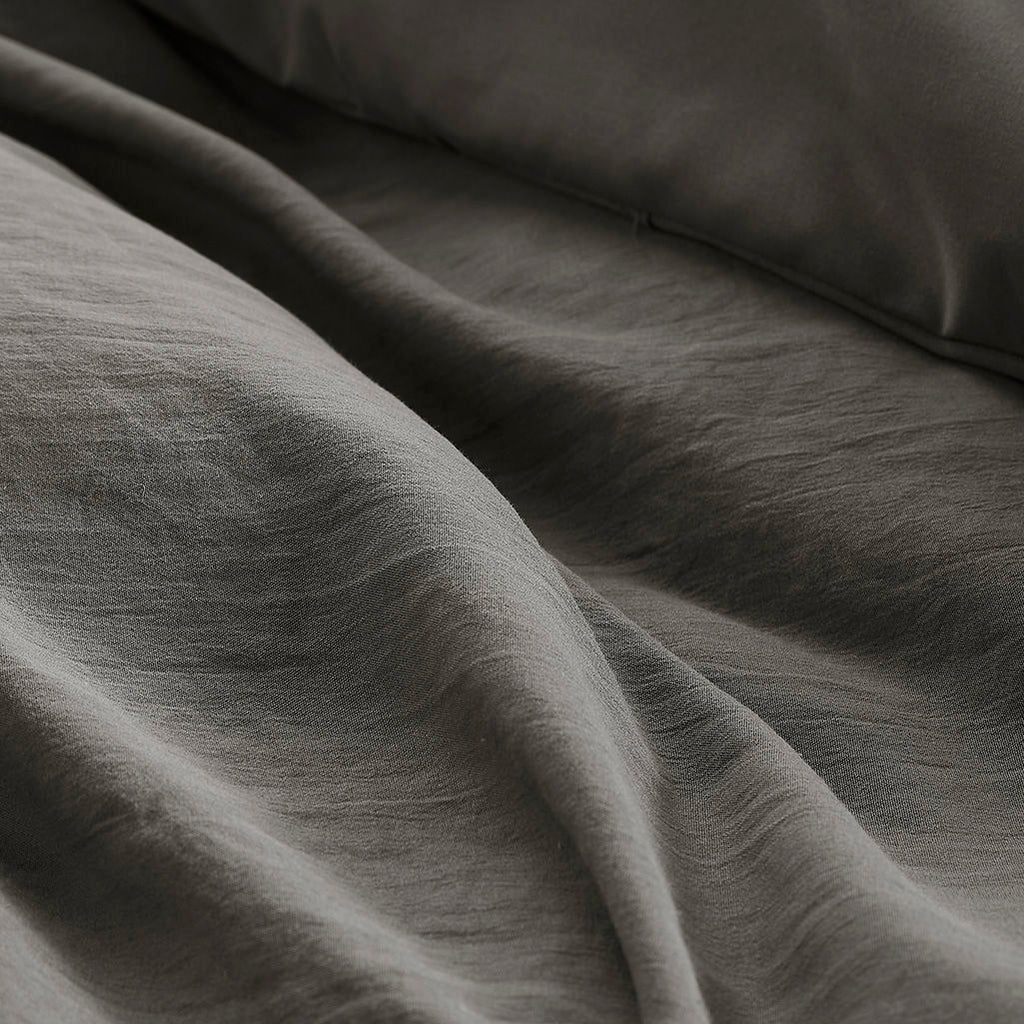 Porter - Full Soft Washed Pleated Duvet Cover Set - Gray