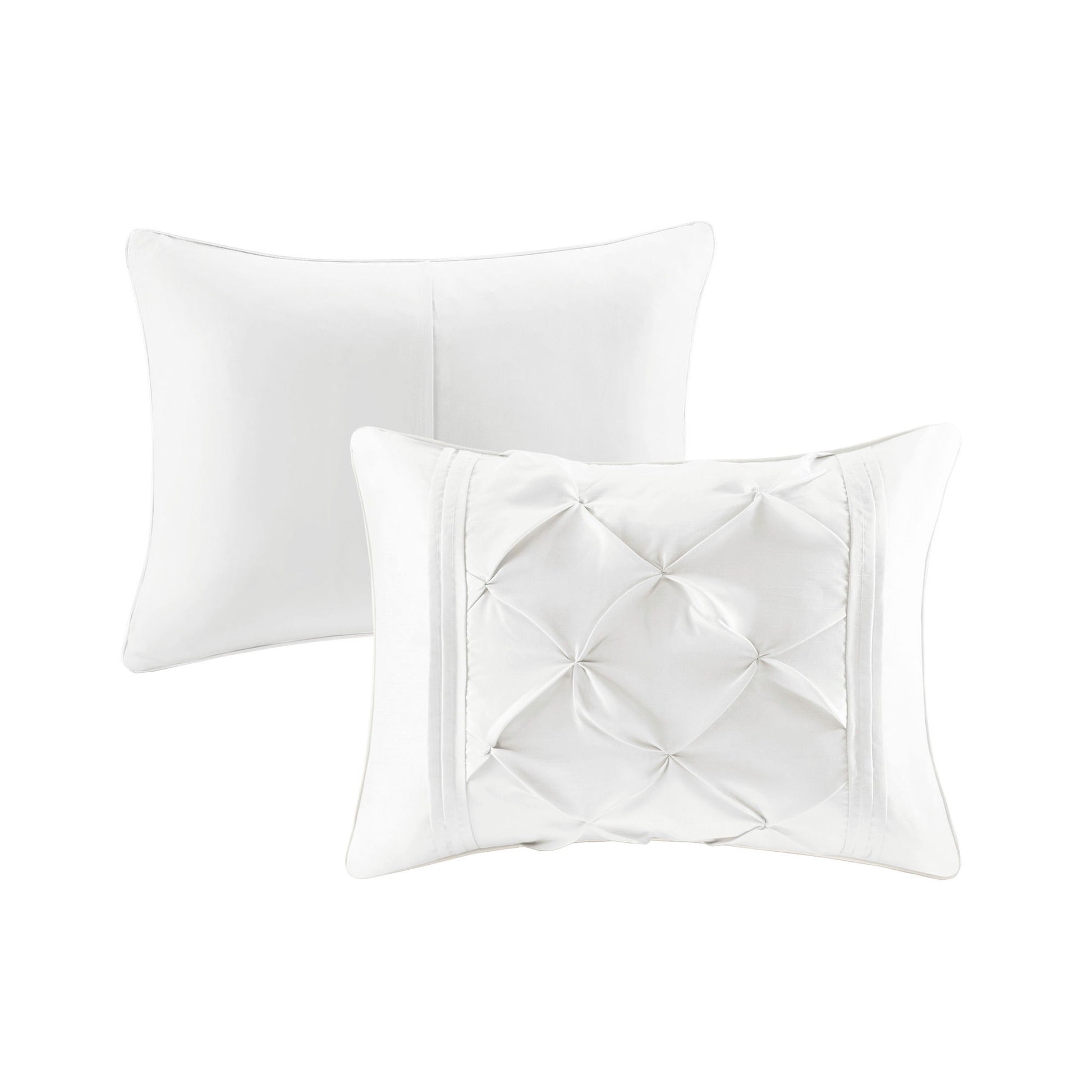 Laurel - King Pieced Pleated 7 Piece Tufted Comforter Set - White