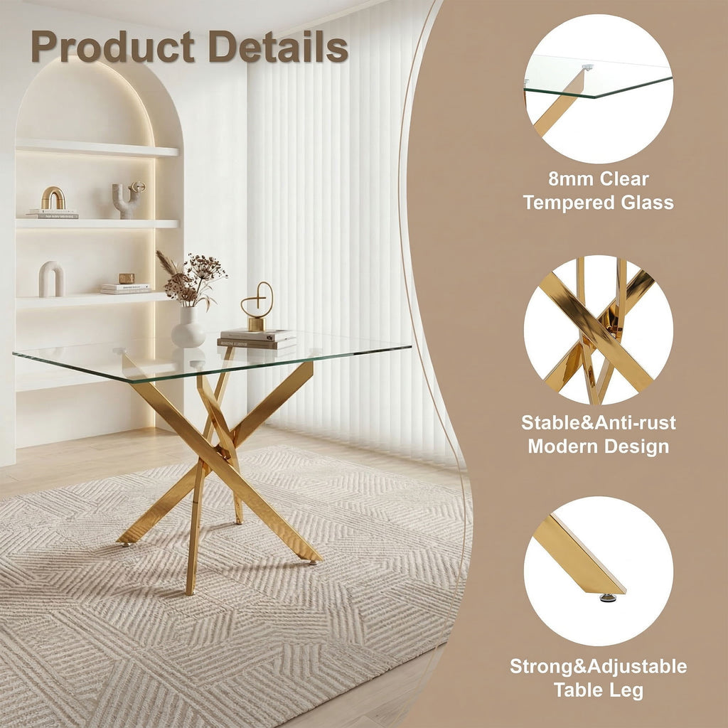 Rectangular Dining Table For Home Kitchen - Gold