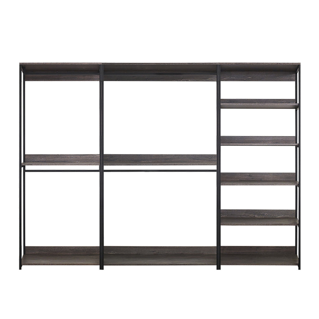 Monica - Wood Walk In Closet System With Spacious Drawer In Wood And Metal Frame - Gray